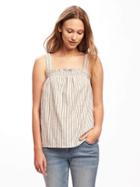 Old Navy Smocked Swing Top For Women - Blue/white Stripe