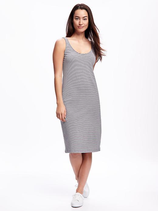 Old Navy Tank Midi Dress For Women - Gray Stripe