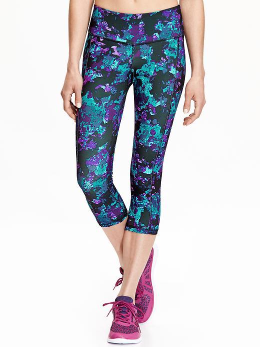 Old Navy Womens Go Dry Compression Capris 20&quot; Size L - Purple Floral