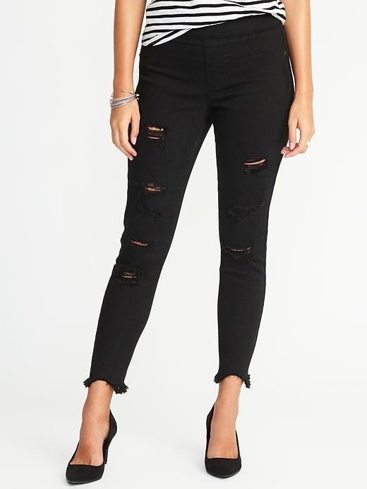 Old Navy Womens Distressed Rockstar Jeggings For Women Black Size 8