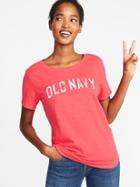 Old Navy Womens Logo-graphic Slub-knit Tee For Women Floral Logo Size M