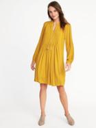 Old Navy Womens Pintucked Crepe Swing Dress For Women Golden Opportunity Size M