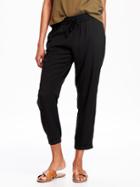 Old Navy Mid Rise Crepe Soft Pants For Women - Black