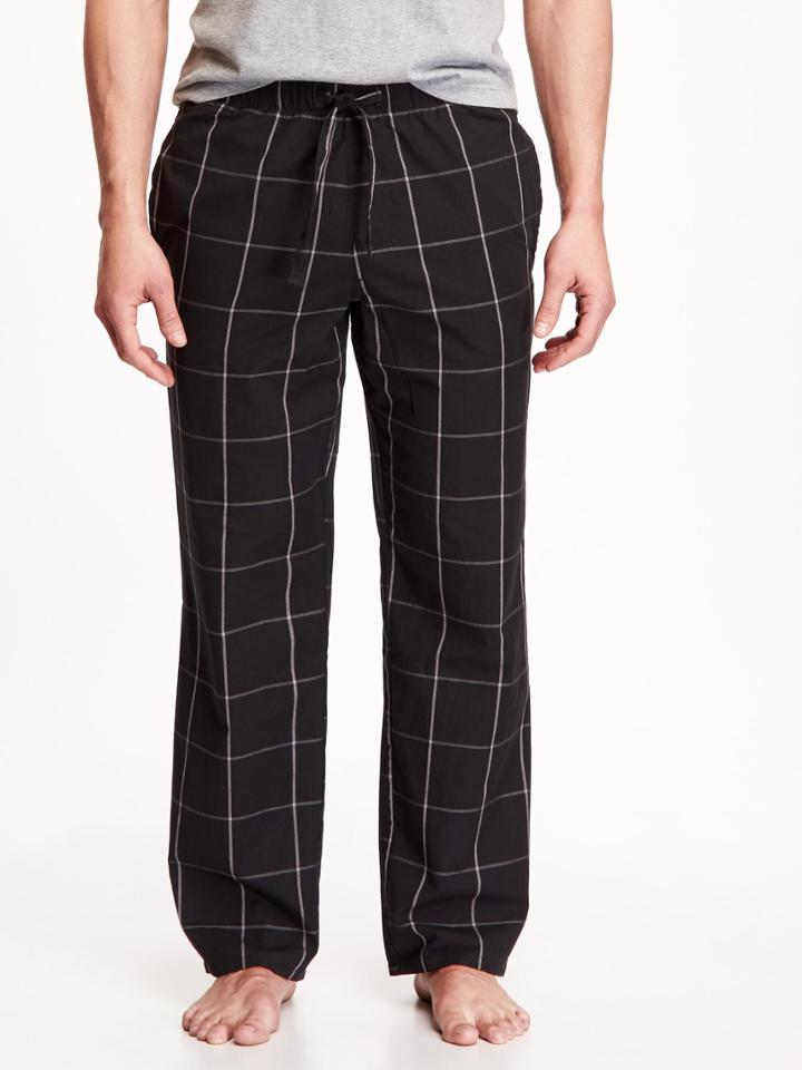 Old Navy Poplin Sleep Pants For Men - Black Plaid