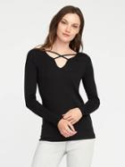 Old Navy Semi Fitted Cross Strap Top For Women - Black