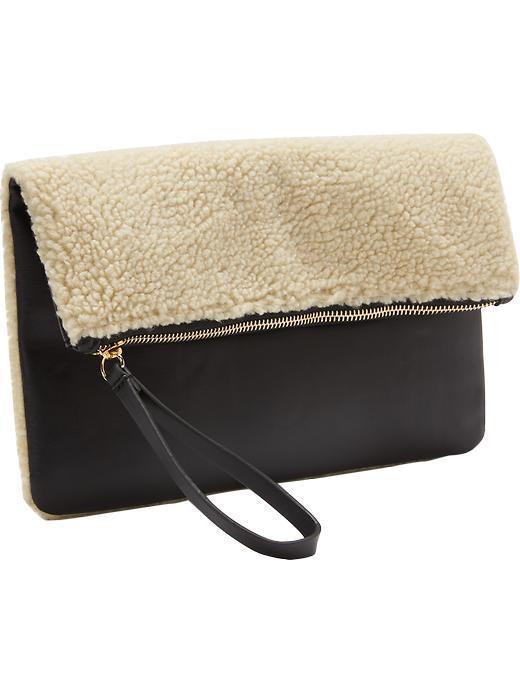 Old Navy Textured Fold Over Clutch Size One Size - Black