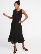 Old Navy Womens Waist-defined Sleeveless Midi Dress For Women Blackjack Size Xxl