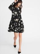 Old Navy Womens Jersey Swing Dress For Women Black Floral Size Xl