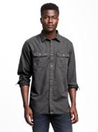 Old Navy Regular Fit Garment Dyed Shirt Jacket For Men - Panther