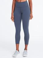 Old Navy Womens High-rise Mesh-trim 7/8-length Compression Leggings For Women Coal Smoke Size M