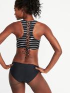 Old Navy Womens Lace-back High-neck Swim Top For Women Black/white Stripe Size Xl