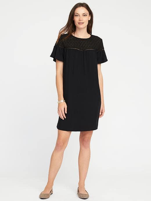Old Navy Crochet Lace Yoke Shift Dress For Women - Blackjack