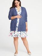 Old Navy Womens Textured Dolman-sleeve Plus-size Open-front Sweater Indigo Heather Size 2x