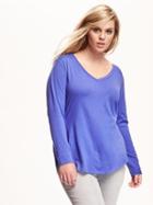 Old Navy Relaxed V Neck Plus Size Tee Size 1x Plus - Flower Bunch Blue