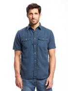 Old Navy Regular Fit Utility Pocket Shirt For Men - The New Navy