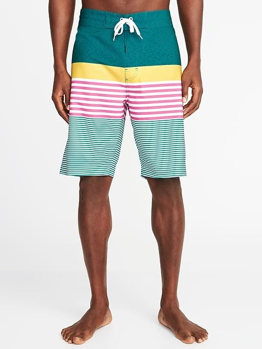 Old Navy Mens Built-in Flex Printed Board Shorts For Men (10) Pink/green Stripe Size 29w