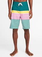Old Navy Mens Built-in Flex Printed Board Shorts For Men (10) Pink/green Stripe Size 29w