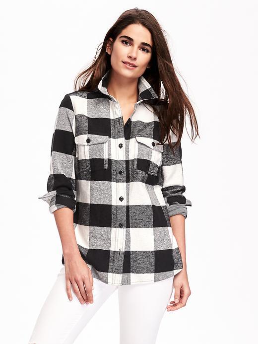 Old Navy Classic Flannel Shirt Jacket For Women - Black/white Plaid