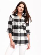 Old Navy Classic Flannel Shirt Jacket For Women - Black/white Plaid
