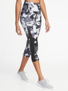 Old Navy Womens High-rise Side-mesh Compression Crops For Women Black Print Size L