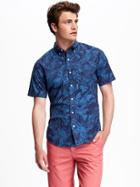 Old Navy Classic Printed Slim Fit Shirt For Men - Bluesday
