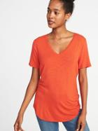 Old Navy Womens Luxe Curved-hem V-neck Tee For Women Blaze Of Glory Size Xs
