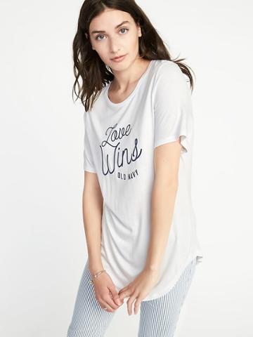 Old Navy Womens Relaxed Graphic Crew-neck Tee For Women Love Wins White Size Xs