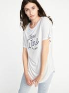 Old Navy Womens Relaxed Graphic Crew-neck Tee For Women Love Wins White Size Xs
