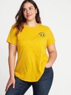 Old Navy Womens Graphic Slub-knit Everywear Plus-size Tee Current Mood Smiley Face Size 1x