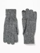 Old Navy Mens Text-friendly Sweater-knit Gloves For Men Grey Marl Size L/xl