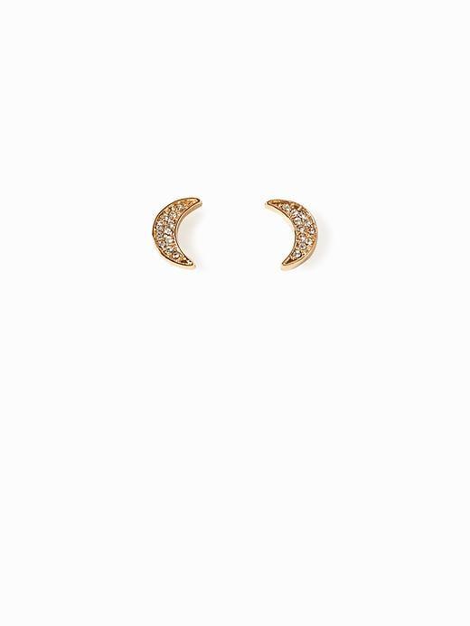 Old Navy Pav Crescent Moon Studs For Women - Gold