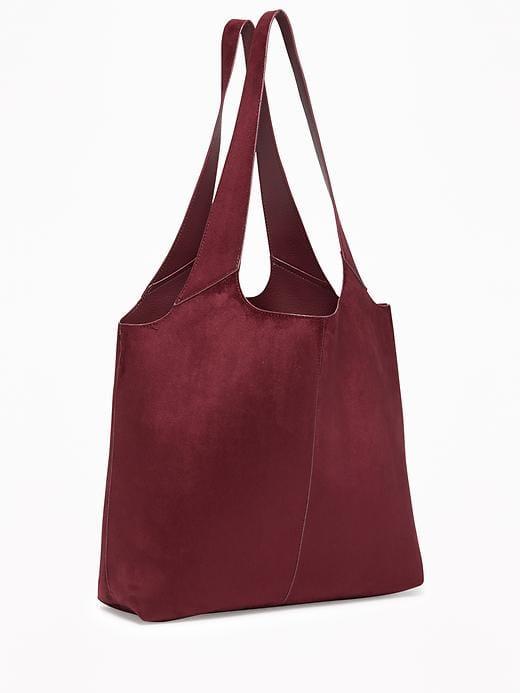 Old Navy Sueded Tote & Wristlet For Women - Oxblood