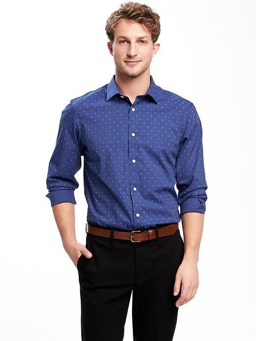 Old Navy Regular Fit Non Iron Signature Stretch Dress Shirt For Men - Bluetylicious