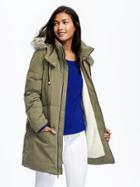 Old Navy Frost Free Hooded Down Fill Parka For Women - Olive To Tell