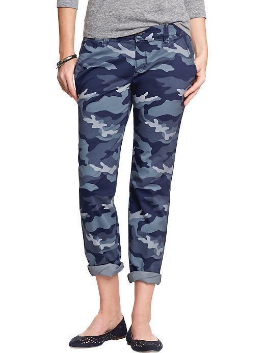Old Navy Womens Boyfriend Skinny Khakis 24 1/2&quot; - Blue Camouflage