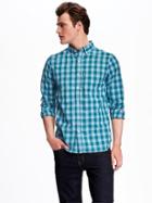 Old Navy Regular Fit Classic Plaid Shirt For Men - Pacific Rim