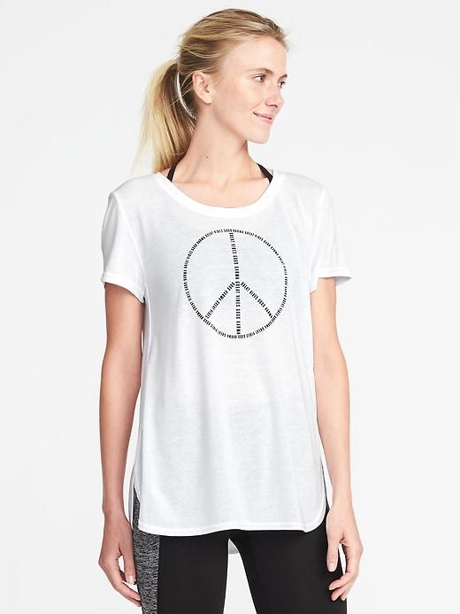 Old Navy Go Dry Graphic Tulip Hem Tee For Women - Bright White