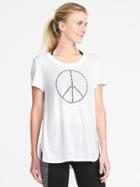 Old Navy Go Dry Graphic Tulip Hem Tee For Women - Bright White