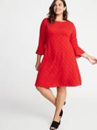 Old Navy Womens Fit & Flare Plus-size Fluted-sleeve Dress Red Dots Size 1x