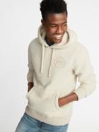 Old Navy Mens Embroidered-graphic Sherpa Pullover Hoodie For Men Forest Size L
