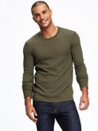 Old Navy Waffle Knit Thermal Tee For Men - Forest Floor