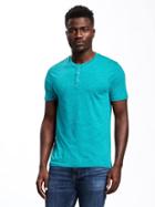 Old Navy Henley Crew Neck Tee For Men - Teal We Meet
