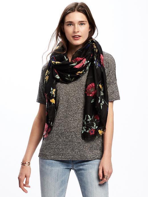 Old Navy Printed Linear Scarf - Black Floral