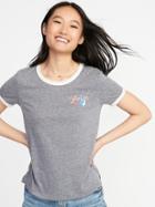 Old Navy Womens Slim-fit Love Graphic Ringer Tee For Women Heather Gray Size Xxl
