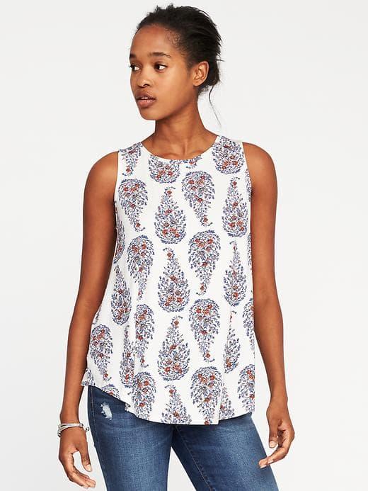Old Navy Luxe Printed High Neck Swing Tank For Women - Multi Print