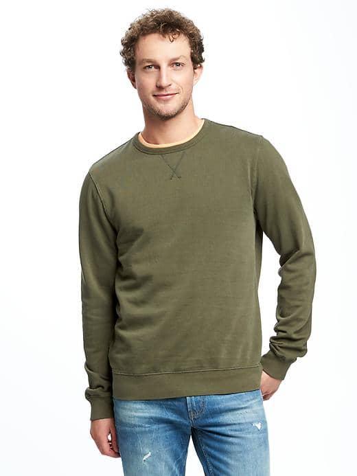 Old Navy Garment Dyed Fleece Sweatshirt For Men - Basil Pesto