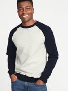 Old Navy Mens Color-block Raglan-sleeve Sweatshirt For Men Light Heather Gray Size Xxxl
