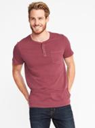 Old Navy Garment Dyed Henley For Men - Maroon Red