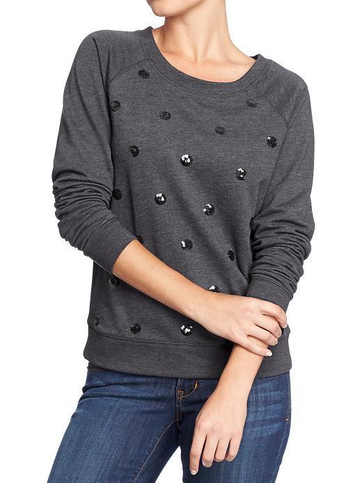 Old Navy Old Navy Womens Embellished Raglan Sweatshirts - Carbon