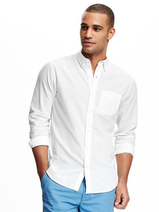 Old Navy Seersucker Shirt For Men - White